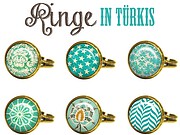 RING TÜRKIS ORNAMENT CHEVRON STERN CABOCHON SHABBY