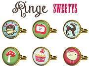 RING EULE PILZ DEERY CUPCAKE CABOCHON SHABBY