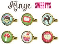 RING EULE PILZ DEERY CUPCAKE CABOCHON SHABBY