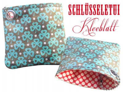 SCHLÜSSELETUI KLEEBLATT & PUNKTE SHABBY CHIC