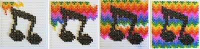Bügelperlen Musiknote, bunt, handgemacht, kreatives Bastelprojekt, DIY Eierbecher aus Bügelperlen, handgefertigtes Kunstwerk, bunte Perlen, Bastelidee, kreative Dekoration.