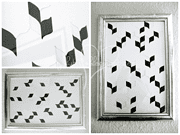 Chevron Wandbild aus Papier und Tusche