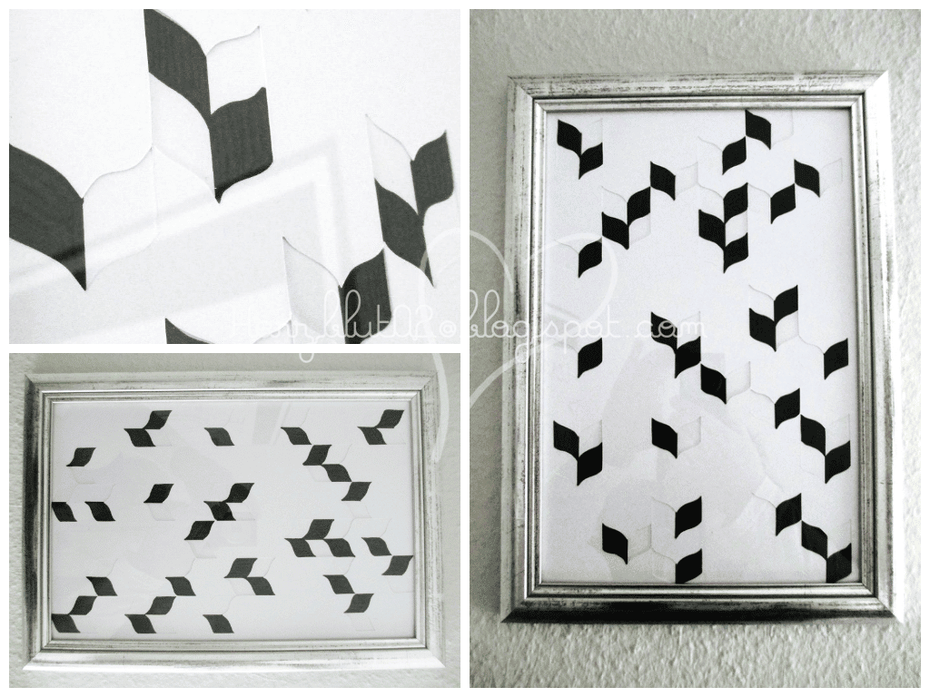 Chevron Wandbild aus Papier und Tusche