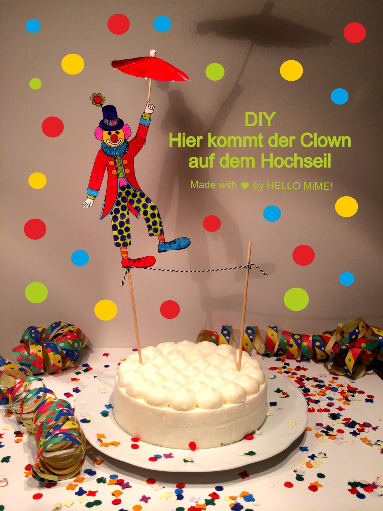 Cake Topper – Lustiger Clown auf dem Hochseil