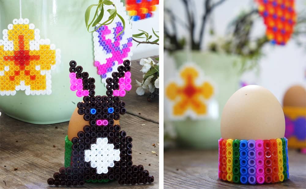 DIY Eierbecher aus Bügelperlen basteln