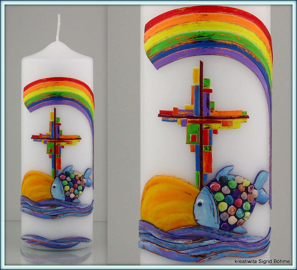Taufkerze "Fisch" DW 374 Geschenke bei HANDMADE Kultur