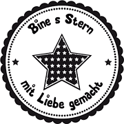 HANDMADE Kultur Logo mit Stern und dem Slogan 'Bine s Stern mit Liebe gemacht', symbolisiert handgemachte, kreative Produkte und nachhaltiges Handwerk.