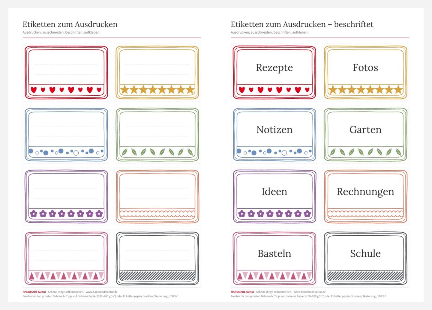 [freebie] Etiketten zum Ausdrucken