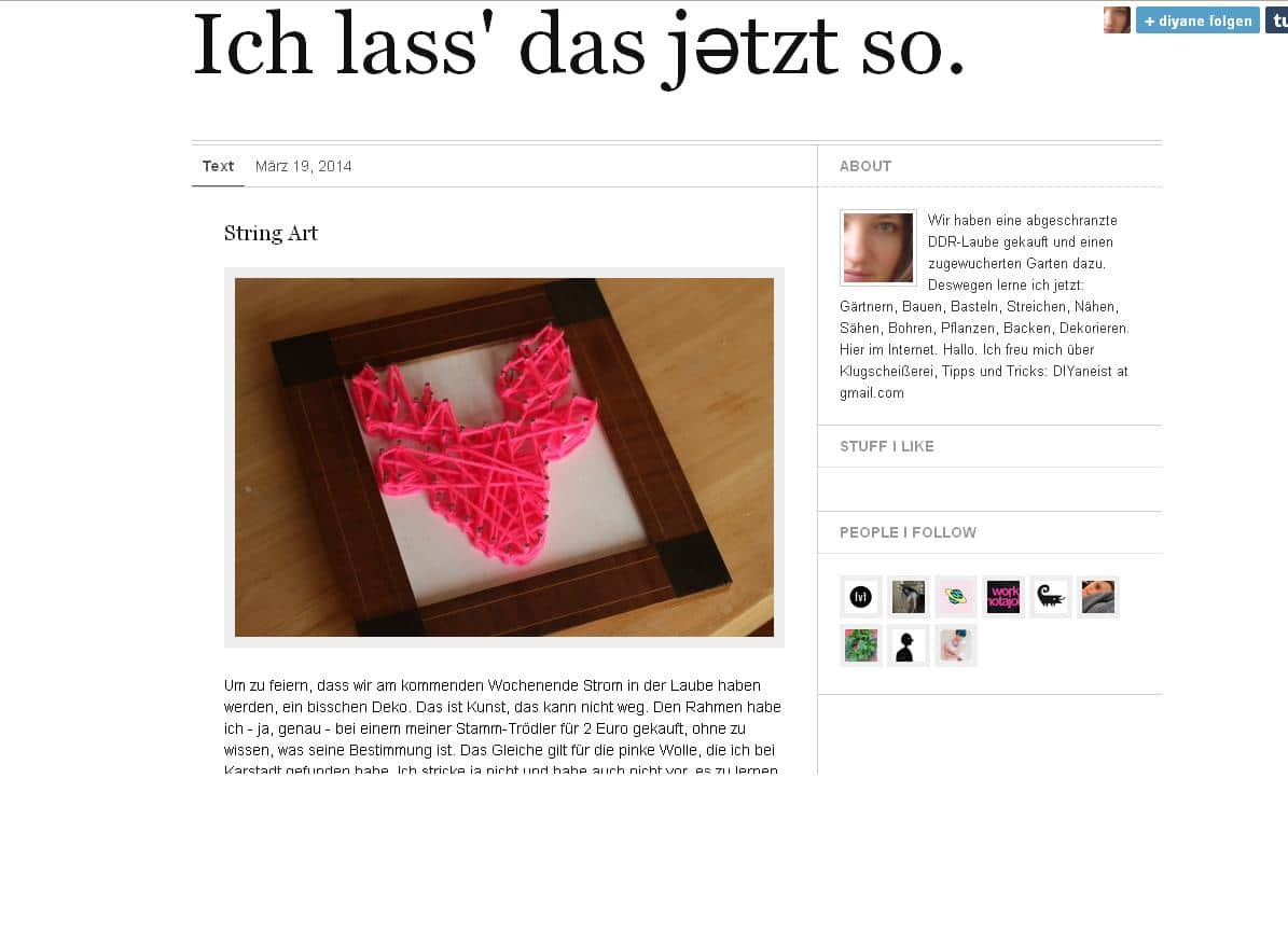 Ich lass‘ das jetzt so