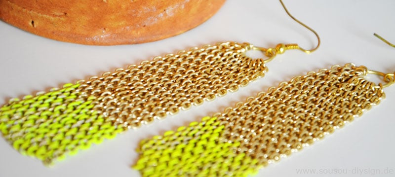 DIY Gliederketten Ohrringe mit neon