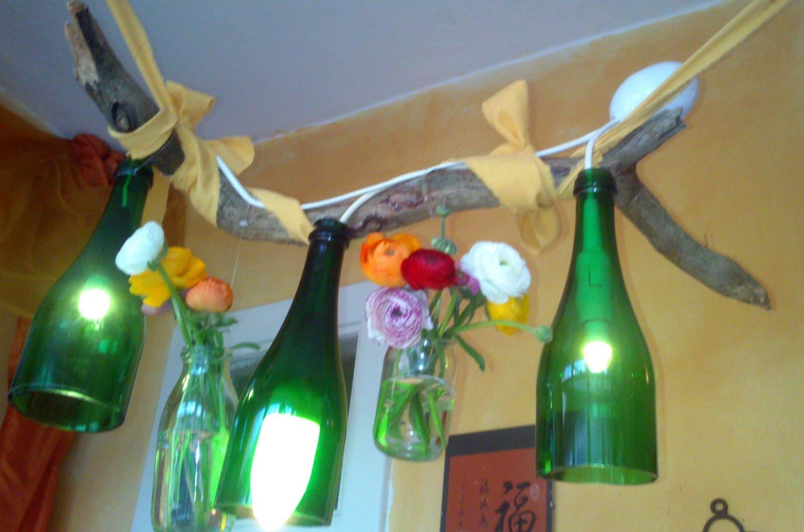 Frühlingslampe mit echten Blümchen