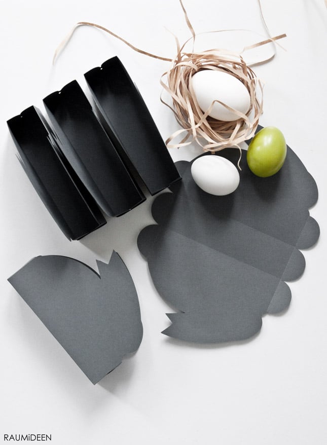 Osternester aus Papier (Hasensilhouetten)