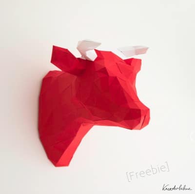 Origami Kuh als Wanddeko