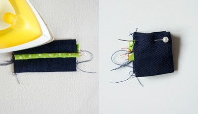 Nähen von Paspel, Henkel und Schleife für kreative Handarbeiten, Fokus auf Stoffdetails und Nähtechnik, passend zum Sew Along Tag 2 - Paspel, Henkel und Schleife.