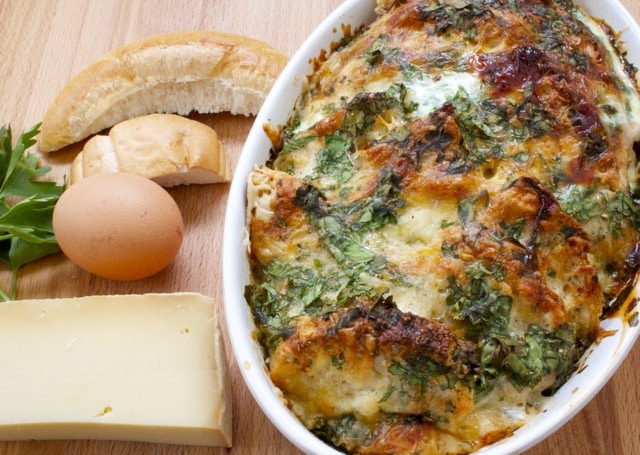Resteverwertung – Schinken-Käse-Brotauflauf