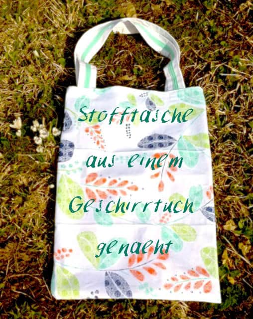 Stoffbeutel / Stofftasche aus Geschirrtuch genäht