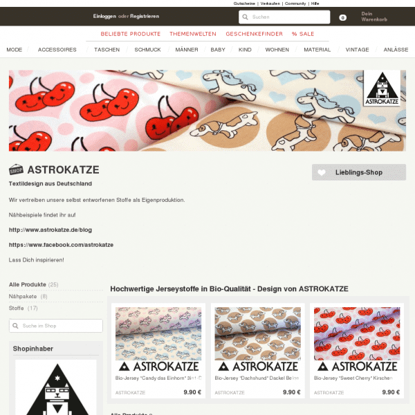 ASTROKATZE. Textildesign aus Deutschland. Wir vertreiben unsere selbst entworfenen Stoffe als Eigenproduktion.