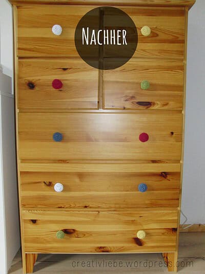 Bunte Knopfüberzieher für die Kinderzimmerkommode
