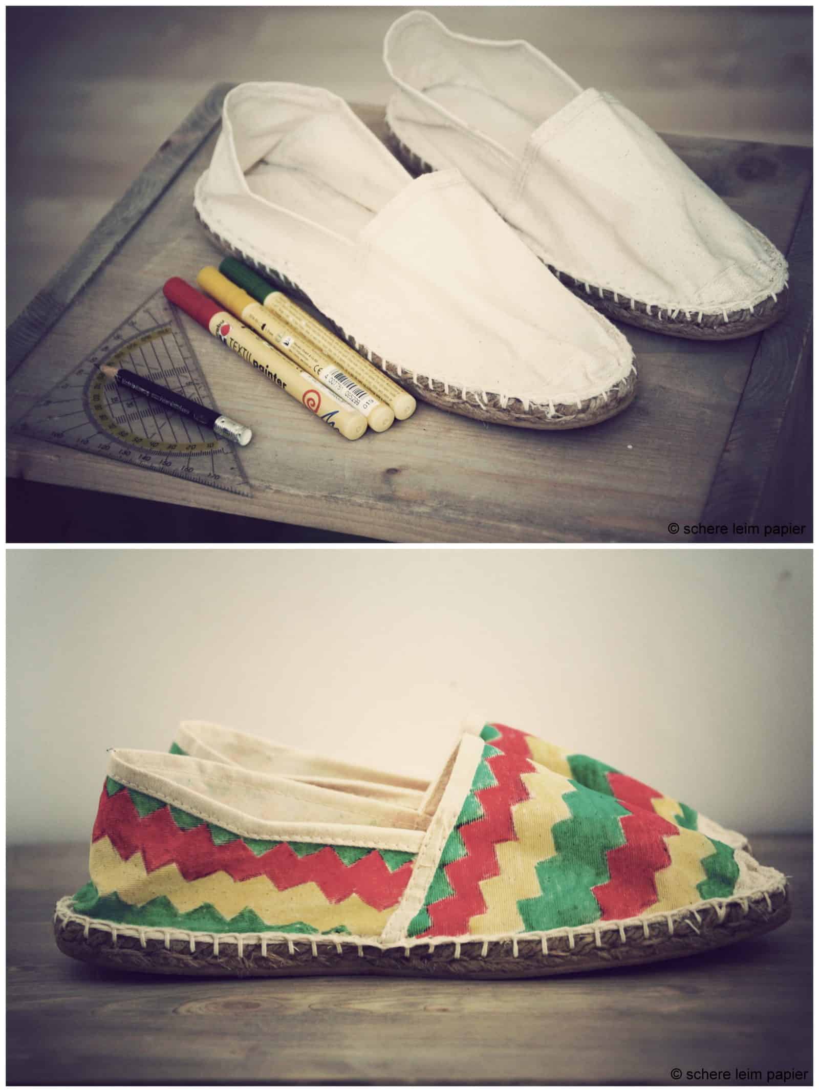 Bunte Schuhmalerei