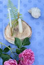 Kerzenständer aus Birkenstammscheiben