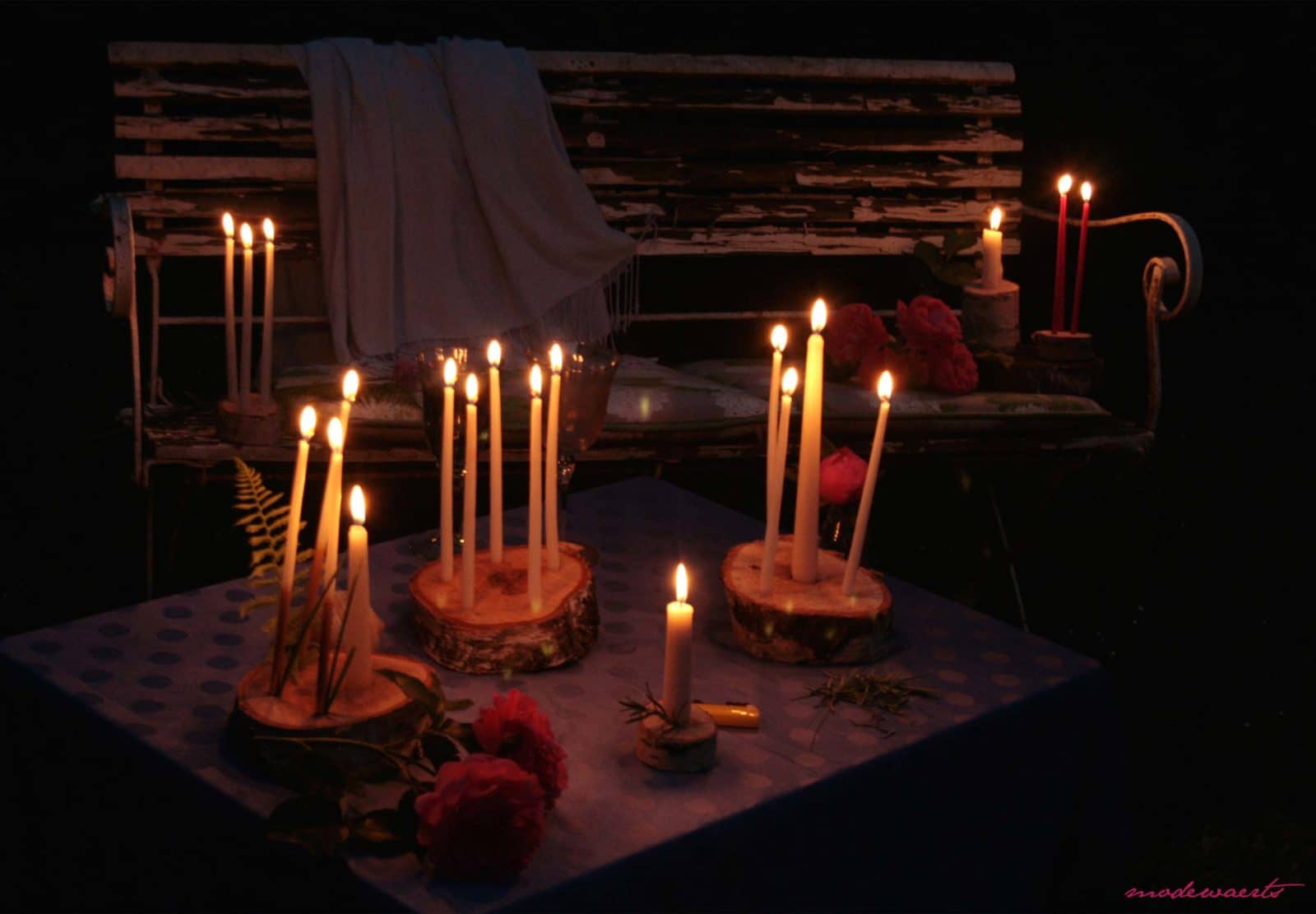 Kerzenständer aus Birkenstammscheiben
