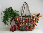 Bunte Basttasche