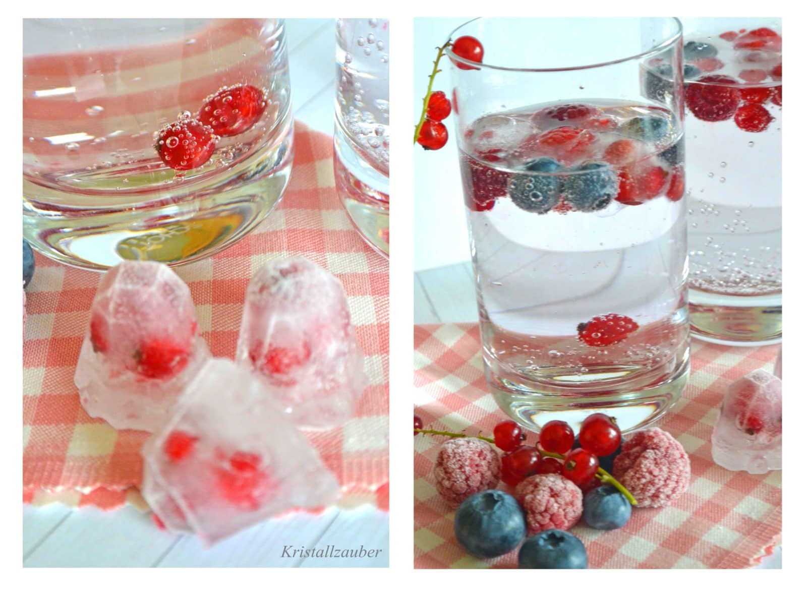 Beeren-Wasser mit Früchte Eiswürfel