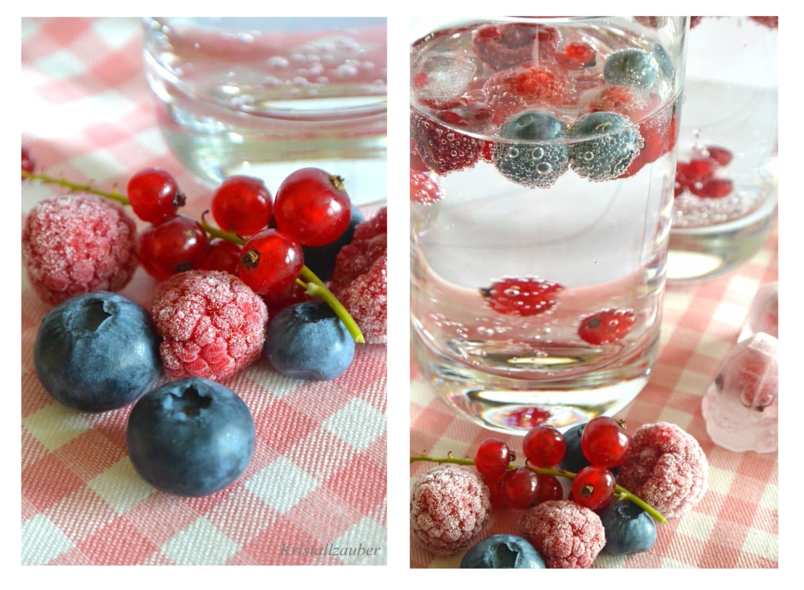 Beeren-Wasser mit Früchte Eiswürfel