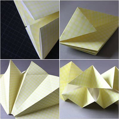 Bunte Origami-Sterne aus gelbem Papier, ideal für DIY-Dekorationen und kreative Bastelprojekte, passend zum Thema Handmade Kultur.