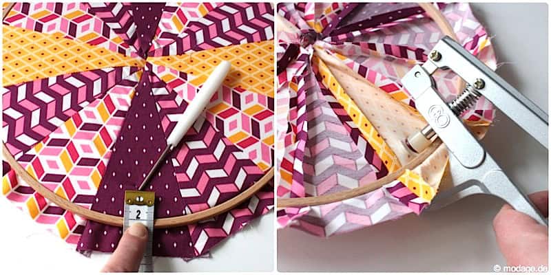 Stickrahmen Uhr im Patchwork-Look