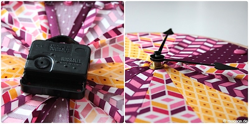 Stickrahmen Uhr im Patchwork-Look