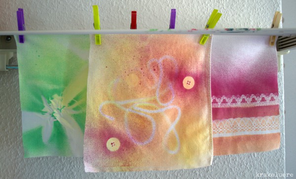 Experimente mit Textilsprühfarbe!