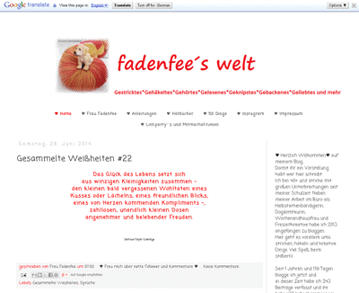 fadenfee´s welt - Gestricktes, Gehäkeltes, Genähtes, Gehörtes, Gelesenes, Geknispstes, Geliebtes und mehr