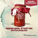 Marmeladenglas Etiketten mit Anhänger und Deckelaufkleber
