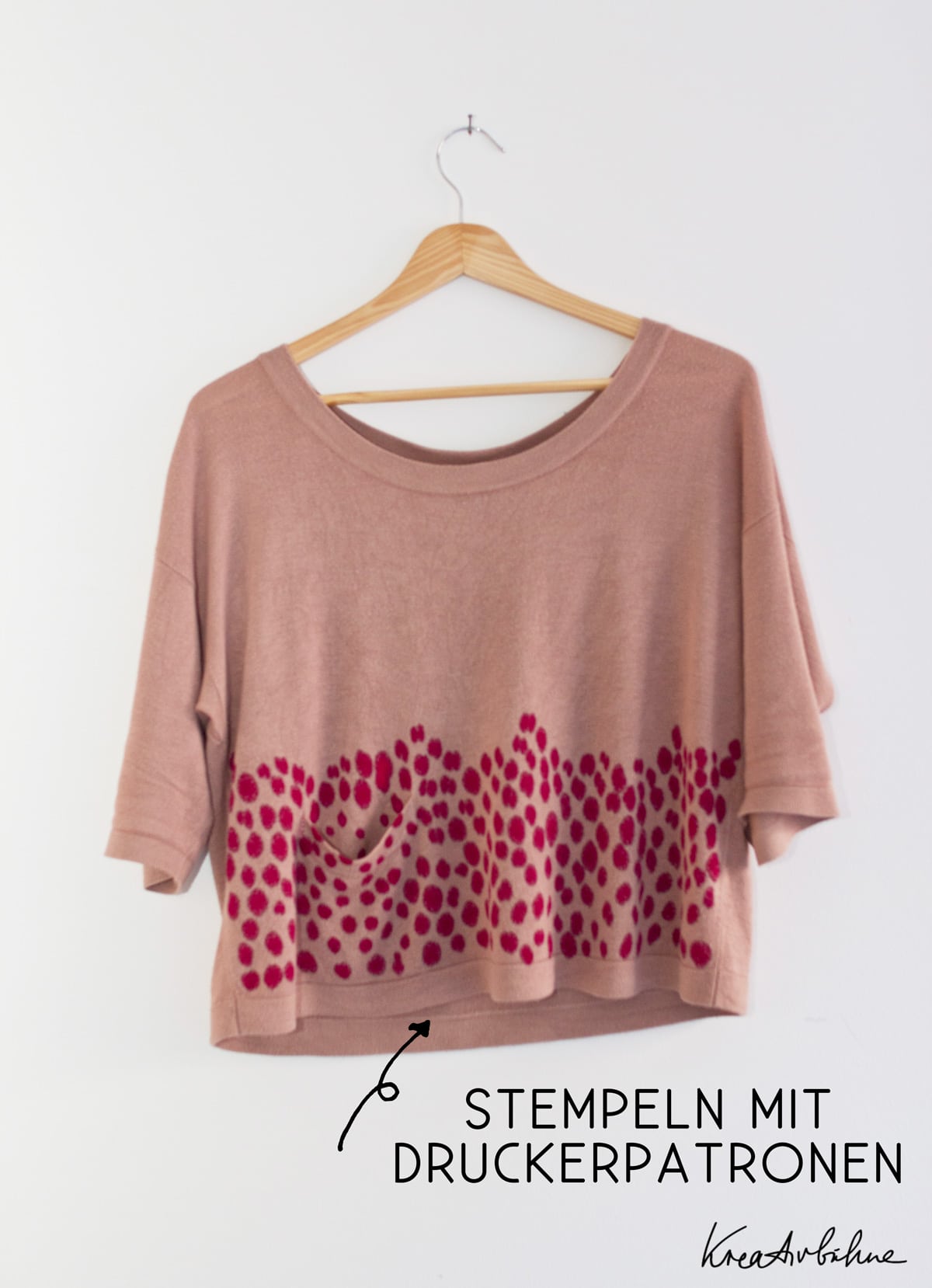 Upcycling: Verwende Druckertinte als Stempel auf alten Textilien
