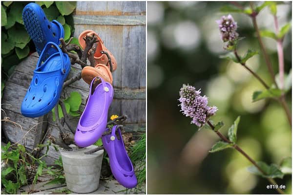 Gartenschuhe hübsch aufgeräumt