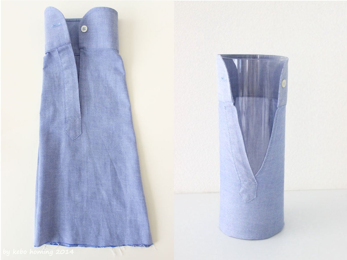 Was man aus einem Hemdärmel schönes machen kann… Upcycling-Vase…