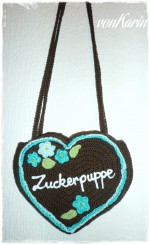 Gehäkelte Lebkuchenherz-Tasche für’s Dirndl