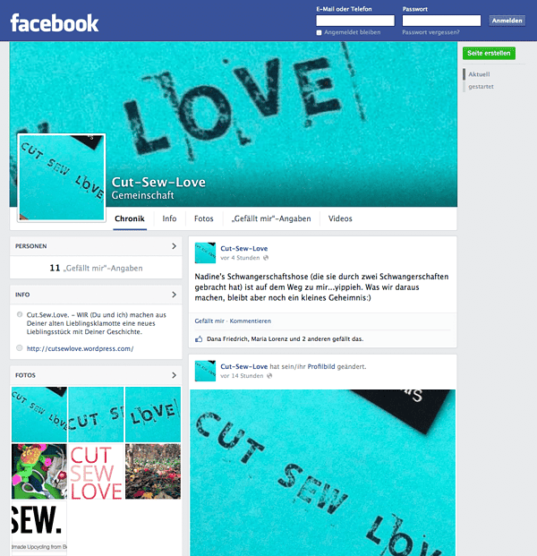 Wir sind drin - Cut.Sew.Love. jetzt auch bei Facebook