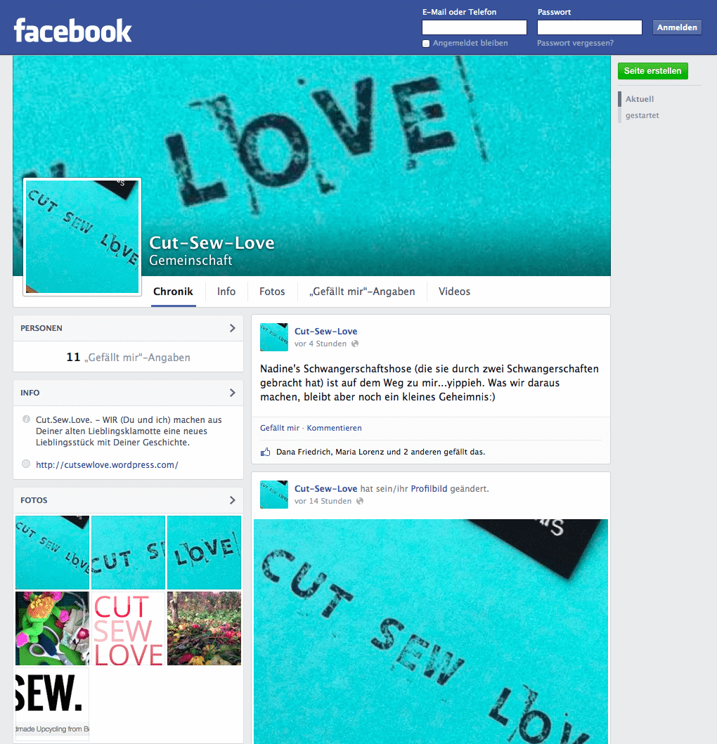 Wir sind drin – Cut.Sew.Love. jetzt auch bei Facebook