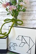 Fuchs, Bär, Hase-Tangram-Boxen im Stylischen Schwarz-Weiß-Look