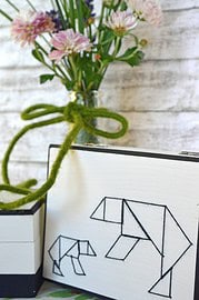 Fuchs, Bär, Hase-Tangram-Boxen im Stylischen Schwarz-Weiß-Look