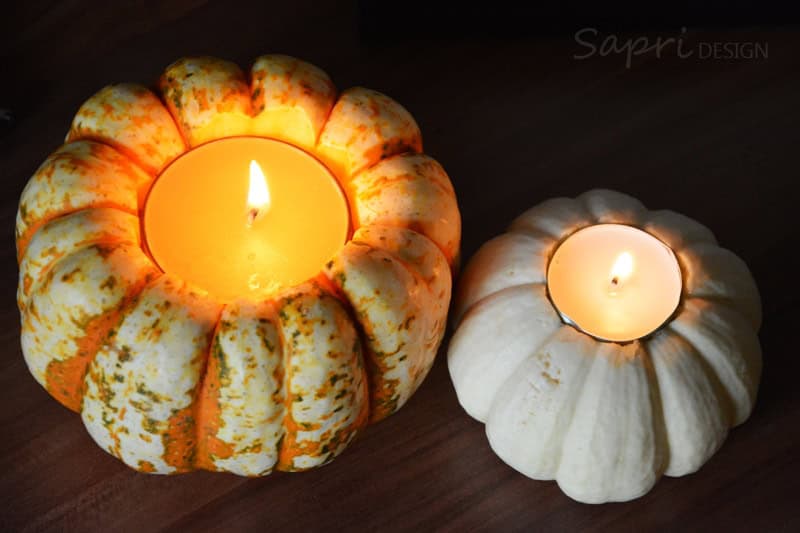 herbstliche Kürbis-Kerzen