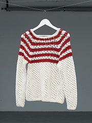 Strickpullover in Natur & Karmin