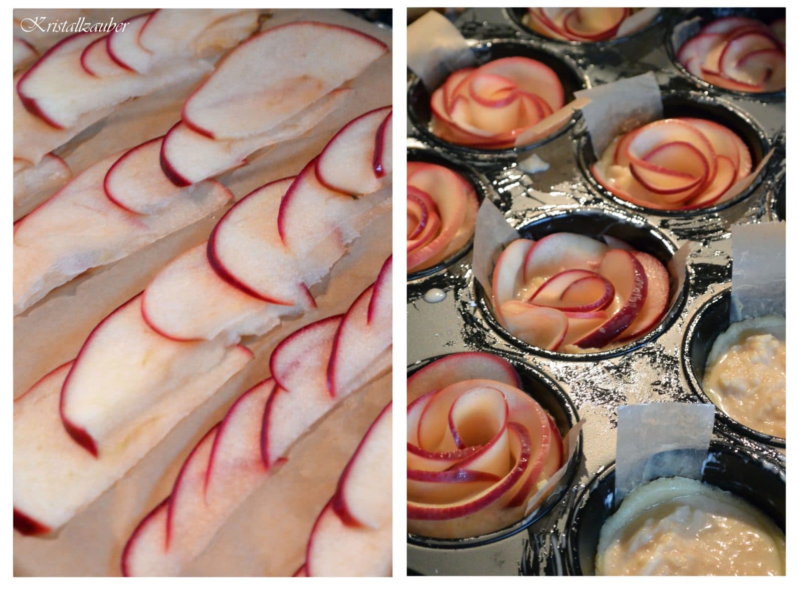 Super leckere Apfel-Tartelettes in Rosen Form
