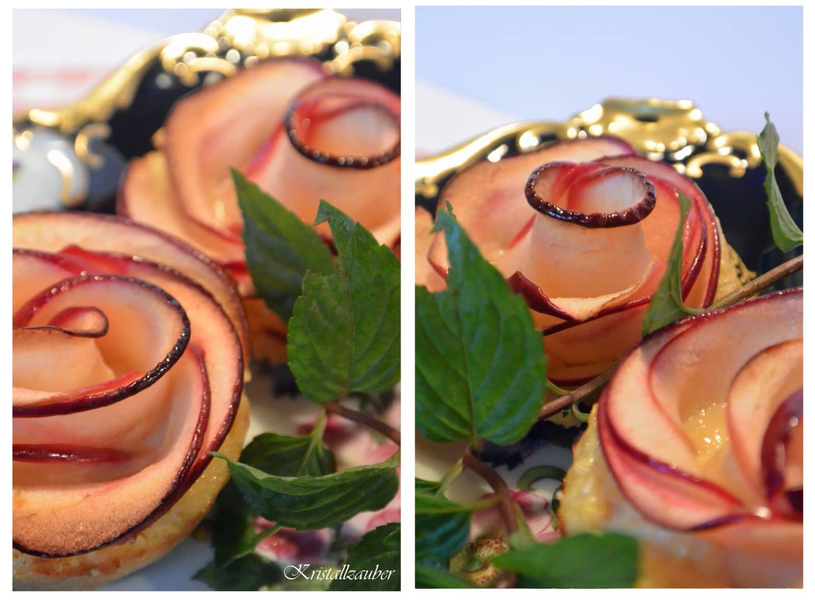 Super leckere Apfel-Tartelettes in Rosen Form