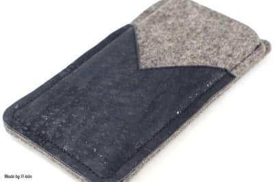 Handytasche aus Filz und schwarzem Kork nach Maß Handytasche aus Filz und schwarzem Kork nach Maß