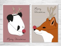 Weihnachtskarten | 4er Set | Rudolf?