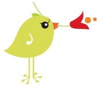 Kreative Vogelillustration mit rotem Schnabel, grüner Körperform und stilisierten Beinen, ideal für handgemachte Kunstprojekte und kreative Designs.
