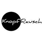 Logo von Knopf Rausch, einem Handmade Kultur Unternehmen, das kreative Knopf- und Textilkunst anbietet, ideal für handgemachte Produkte und kreative DIY-Projekte.